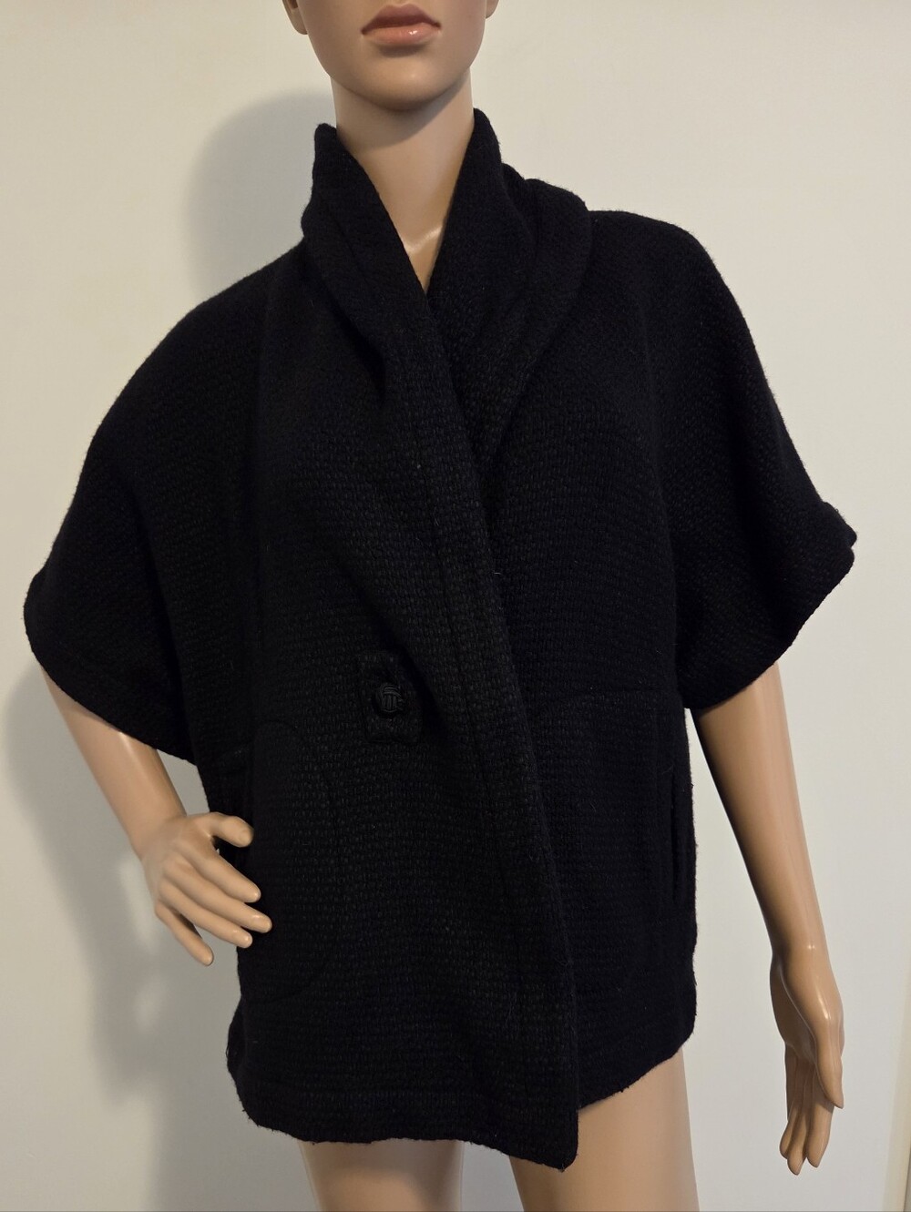 Eileen Fisher Black Wool Blend Dolman Sleeve Cardigan/ Jacket